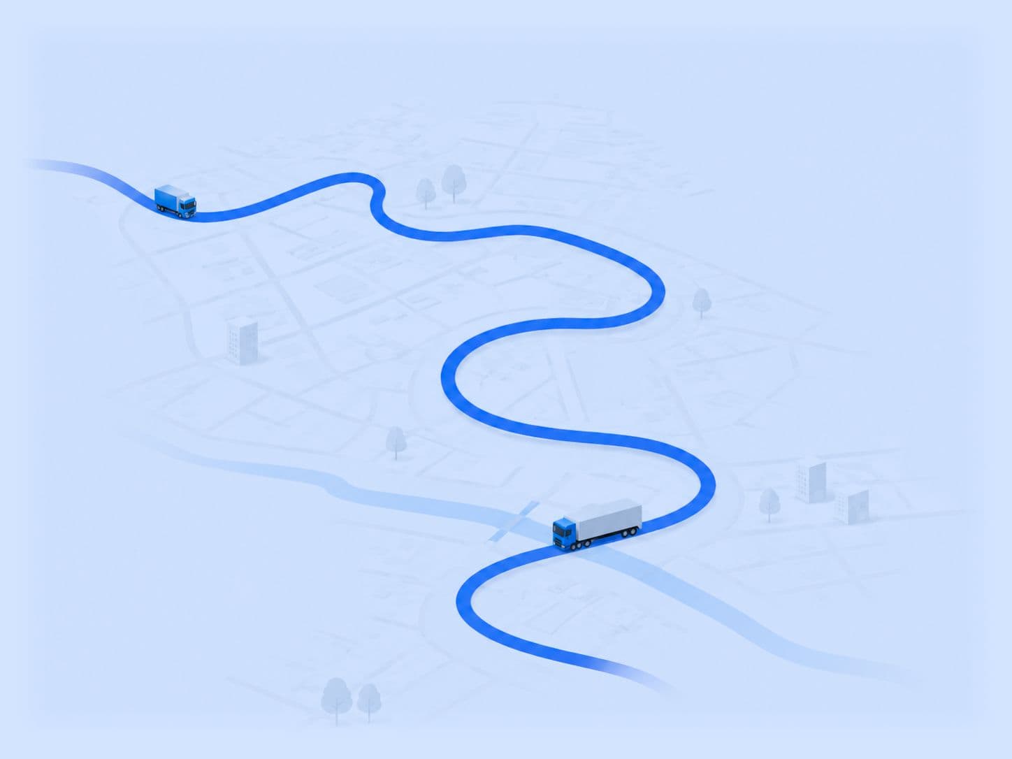 Mapa ilustrado con la ruta de un transporte y los eventos que se registran durante el viaje